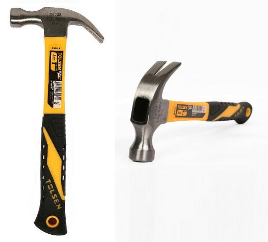 Tolsen Claw Hammer 16Oz 25mm - Forged Steel Head Comfort Grip Fiberglass Handle