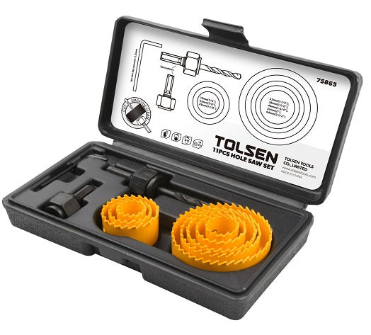 Tolsen 11 pcs Hole Saw Set 19-64mm from Tolsen - Virtual Plastics Ltd.