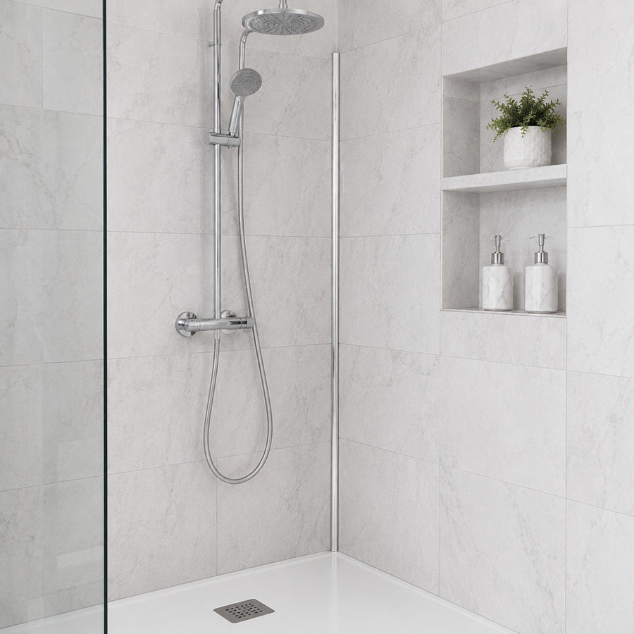 Chrome silver PVC quadrant trim 15mm bathroom internal corner bead