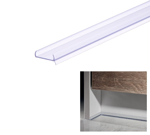 Kitchen Plinth Sealing Strip 16mm-18mm Wide Clear - Virtual Plastics Ltd.