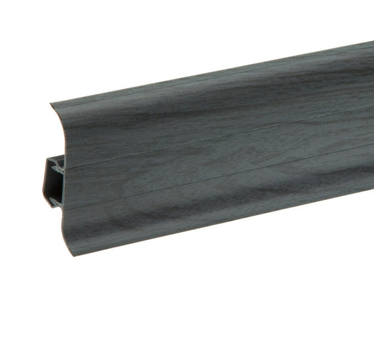 A plastic skirting board designed with a wire cover feature