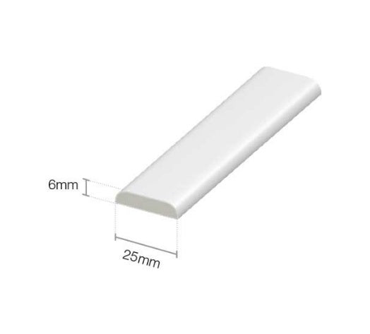 White D Mould - 25mm Rounded Edge Trim