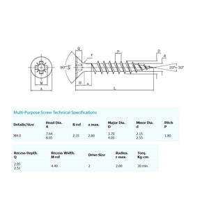 Multipurpose POZI Screws 4's