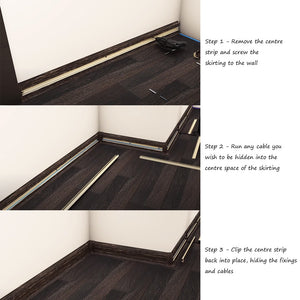 Cezar Premium Plastic Skirting Board with Wire Cover Design