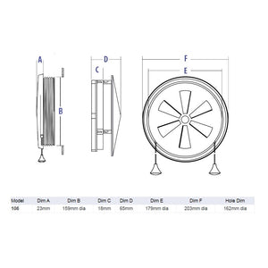 Vent-a-Matic Single Glazed Window Fan 162mm Diameter Model 106